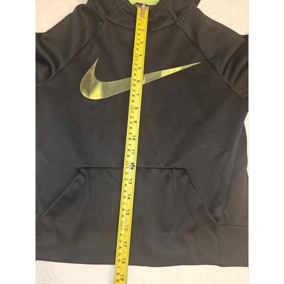 Nike Dri-FIT Black Hoodie W Metallic Gold Swoosh & Green Hood Lining Size Boys M - Picture 4 of 7